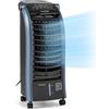 Klarstein Condizionatore Portatile 65W, 4in1, Climatizzatore Portatile, Raffrescatore Aria ad Acqua, Ventilatore, umidificatore, Silenzioso con Night Mode, 444m³/h, Serbatoio da 6L, Blu