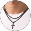 Esmoly Crocifisso Collana Uomo Argento Oro Nero Collana Croce 316L Acciaio Inossidabile Catena Cubana Serpente Catena Doppia Catena Regalo Uomo (Nero 18+20 Inches)