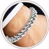 Esmoly Bracciale Uomo Argento Braccialetto 316L Acciaio Inossidabile Catena Cubana Regalo Uomo Ragazzo 19CM/21CM/23CM (Argento-12mm, 21cm)