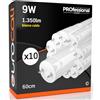 Eurocali 10x Tubo LED T8 9w 60cm Alta Luminosità 1350 lumen Fascio Luminoso 320° - Luce Bianco Caldo 3000K - Sostituzione Neon