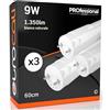 Eurocali 3x Tubo LED T8 9w 60cm Alta Luminosità 1350 lumen Fascio Luminoso 320° - Bianco Naturale 4000K - Sostituzione Neon