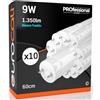 Eurocali 10x Tubo LED T8 9w 60cm Alta Luminosità 1350 lumen Fascio Luminoso 320° - Luce Bianco Freddo 6500K - Sostituzione Neon