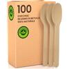 Baciato Caffè 100 Cucchiai Ecologici in Legno di Betulla Monouso 100% Naturali Biodegradabili e Compostabili Posate Usa e Getta