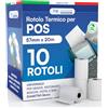 DNK TRADE 10 Rotoli pos in carta termica di alta qualità 57x20, ideali per i dispositivi POS Nexi, Nexa, Sumup e altri dispositivi POS compatibili. (10)