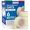 DNK TRADE Nastro di Carta - 6 Rotoli di Nastro da Imbianchini 50mm x 50m - Carta Gommata Professionale 50x50 Riciclabile per Mascheratura Pittura e Imbiancatura