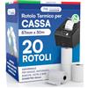 DNK TRADE Rotoli Termici per Registratori di Cassa - 20 Rotolini di Carta Termica Omologata 57mm x 30m Universale di Alta Qualità con Diametro 42mm Senza BPA - Compatibili con Nexi Axerve Ingenico