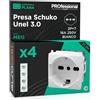 Eurocali Presa Elettrica Schuko Unel 3.0 P17/P30 16A 250V Compatibile con Vimar Plana Presa Italiana 2P+T Bipasso Bivalente 10/16A Frutti Elettrici Colore Bianco - Confezione da 4