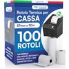 DNK TRADE Rotoli Termici per Registratori di Cassa - 100 Rotolini di Carta Termica Omologata 57mm x 30m Universale di Alta Qualità con Diametro 42mm Senza BPA - Compatibili con Nexi Axerve Ingenico