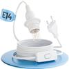greate Portalampada E14 con cavo e interruttore bianco 3,5 metri - Porta lampadina E14 con spina max. 60W 250V