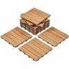 Yaheetech Piastrelle Esterno 30x30 cm 11 Pezzi Legno Pavimento Giardino ad Incastro 1 m² per Balcone Terrazza Patio Tagliabile Marrone