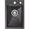 CECIPA Lavello Cucina 1 Vasca 30 x 45cm, Lavandino Cucina Nero Antracite, Lavello Piccolo in Acciaio Inox quadrato, Montaggio Incasso o Superiore, con Sifone