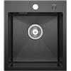 CECIPA Lavello Cucina 1 Vasca 40 x 45cm, Lavandino Cucina Nero Antracite, Lavello Piccolo in Acciaio Inox quadrato, Montaggio Incasso o Superiore, con Sifone no Dispenser Sapone