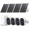 aosu Cámara de Vigilancia 2K Exterior Solare Kit 4 Cámaras con Aosubase 2.0 Sin Suscripción 32GB Almacenamiento Local Cámara Inalámbrica Sensor PIR Alarma Luz Audio Bidireccional Visión Nocturna