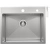 CECIPA Lavello Cucina 1 Vasca 55 x 45cm, Lavandino Cucina in Acciaio Inox quadrato, Lavabo Montaggio Incasso o Superiore, Superficie Spazzolata, con Sifone no Dispenser Sapone