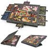 Occzin Tavolo puzzle con 6 cassetti, 1000 pezzi, tavolo puzzle con supporto 2 in 1 e copertura, colore: nero