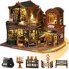 Mostop Kit di Costruzione per Casa delle Bambole in Miniatura Mostop, Kit di Costruzione per Casa delle Bambole in Legno, Kit per Casa in Miniatura con Luce LED e Movimenti, Idea Creativa per Stanza per