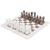 Radicaln da 15 pollici Set di scacchi in marmo fatto a mano, bianco e grigio, classico gioco da tavolo per famiglie oceaniche per adulti, scacchiera in marmo di lusso e pezzi degli scacchi