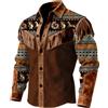 Generico Camicia Rosa Uomo Camicia Western Stile Cowboy Casual con Frange Festival Musica Country Abbottonata Maniche Lunghe (Brown, XXXL)