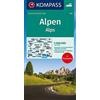 Kompass Carta stradale n. 350. Alpi. Ediz. multilingue: mit Panorama auf der Rückseite