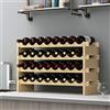 sogesfurniture Portabottiglie a 4 ripiani per 32 bottiglie di vino, in legno massello naturale, organizer per bottiglie per casa, cucina, bar