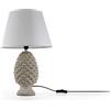 GICOS IMPORT EXPORT SRL Lampada lumetto forma pigna con base in ceramica colore tortora cappa bianca 36CM cm attacco lampada E14 TOR-830662