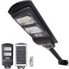 LED ATOMANT Lampione Solare LED Esterno 100W, Bianco Freddo, IP65, con Sensore di Movimento e Telecomando, Lampioni da Giardino, Faro Esterno con Pannello Solare, Incluso il Palo