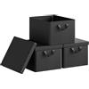 WOLTU Scatola Portaoggetti, Set di 3 Contenitori per Armadio, Scatola con Coperchio Rimovibile, Organizer con Maniglie Pieghevole, in Tessuto, Nero, 43x33x26 cm