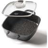 STONELINE Casseruola Quadrata 20 cm, Tegame 2 Manici Coperchio Salva-Aroma Alluminio Pressofuso, Rivestimento Antiaderente con Vere Particelle di Pietra, A Induzione Forno Tutti i Piani, Grigio