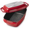 STONELINE Casseruola XXL 43x26 cm, Rostiera con Coperchio in Alluminio Pressofuso a Induzione, Coperchio utilizzabile come Stampo, Rivestimento Antiaderente con Vere Particelle di Pietra, Rosso