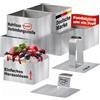 STONELINE Set di Coppapasta 8 Pezzi, Anelli per Torte 8x8 cm, Altezza 5 cm, in Acciaio Inox, Quadrato, Pressa Stantuffo Paletta Base, Stampo Rettangolare Coppa Pasta per Torte Dessert Mousse Alimenti