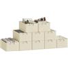 WOLTU Set di 10 Scatole Portaoggetti Pieghevoli, Contenitori in Tessuto con Manici, per Vestiti e Giocattoli, Crema, 47x28x20cm