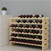 Sogesfurniture Portabottiglie a 6 ripiani per 60 bottiglie di vino, in legno massello naturale, organizatore per casa, cucina e bar