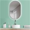 HOKO Vittoria - Specchio da bagno LED, ovale 50x90 cm, 90x50 cm, telaio metallo bianco, montaggio alto+orizzontale, interruttore touch, colore bianco caldo