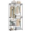 WOLTU Porta Abiti in MDF e Acciaio, Appendiabiti con Scaffali, Attaccapanni Moderno, Guardaroba Armadio Nero 90x40x204,5 cm