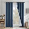 CYCMACO Tende Per Interni Lino 2 Pezzi, 140x280cm, Tenda Termica Isolante Freddo E Caldo, Tende Insonorizzanti, Moderne Coprente Tenda Con Anelli, Per Soggiorno Camera Da Letto, Blu Scuro