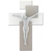 MEMORY SRL CROCIFISSO da Parete 27X19 Moderno Legno Tortora Cristo MARMORINO Bianco ME12102NB