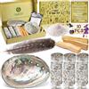 FAMKEEP Salvia Californiana 3 Bundles,3 bastoni Palo Santo 10cm Incenso naturale da bruciare,Sage Smudge Kit Abalone Shell Piuma,Elimina negatività,purificazione kit di incenso