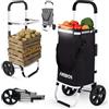 AREBOS carrello spesa 3in1 | carrello grande 56 litri | carrello spesa con scomparto refrigerato | borsa spesa con ruote | shopper pieghevole | carrello a mano | nero