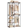 WOLTU Porta Abiti in MDF e Acciaio, Appendiabiti con Scaffali, Attaccapanni Moderno, Guardaroba Armadio Nero 90x40x204,5 cm
