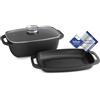 KITCHEN CREW Rostiera in fusione di alluminio con coperchio di vetro e pomello salva-aroma, pentola per stufato resistente e antiaderente - 7 litri con griglia di copertura