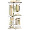 WOLTU Porta Abiti in MDF e Acciaio, Appendiabiti con Scaffali, Attaccapanni Moderno, Guardaroba Armadio Bianco 90x40x204,5 cm