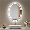 EMKE Specchio Ovale da bagno con illuminazione 50x70 cm, Anti-Appannamento, 3 colori di luce regolabili, Interruttore touch, Specchio LED da bagno, Spegnimento automatico dopo 3 ore