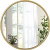 WOLTU Specchio da Parete,Tondo, Cornice in Metallo Antiruggine, Decorativo per Bagno con Immagine Nitida, Ideale per Trucco e Arredamento Moderno, Ingresso, Specchio Bagno, Rotondo Dorato 60cm