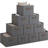 WOLTU Set di 10 Scatole Portaoggetti Pieghevoli, Contenitori in Tessuto con Manici, per Vestiti e Giocattoli, Grigio, 42x32x26cm