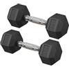 SONGMICS Manubri, Set di 2 Manubri Esagonali, Set di Pesi da 20 kg in Totale, per Allenamento, Fitness, Sollevamento Pesi a Casa, Palestra, Nero Inchiostro SYL010B01