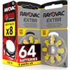Udivita 64 Batterie per Apparecchi Acustici Rayovac Extra Misura 10-8 Blister da 8 Pile