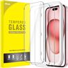 JETech Pellicola Protettiva per iPhone 15 6,1 Pollici, Vetro Temperato Film con Strumento di Installazione Facile, Compatibile con Cover, HD Chiaro, Pacco da 3
