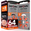 Udivita 64 Batterie per Apparecchi Acustici Rayovac Extra Misura 13-8 Blister da 8 Pile