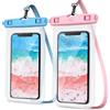 YOSH Custodia Impermeabile Smartphone, IPX8 Cover Cellulare Subacquea [2 Pezzi], Custodia Subacquea per iPhone 17 16 15 14 13 Pro XR XS Samsung S26 S25 S24 S23 Huawei Xiaomi Fino a 7,0" Rosa e Blu