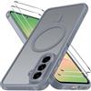 iVoler Cover Magnetica per Samsung Galaxy A56 5G con 2 Pezzi Pellicola Vetro Temperato, [Antiurto di Grado Militare] Custodia Traslucida Opaca Sottile Anti-Impronte MagSafe Case, Opaca Grigio